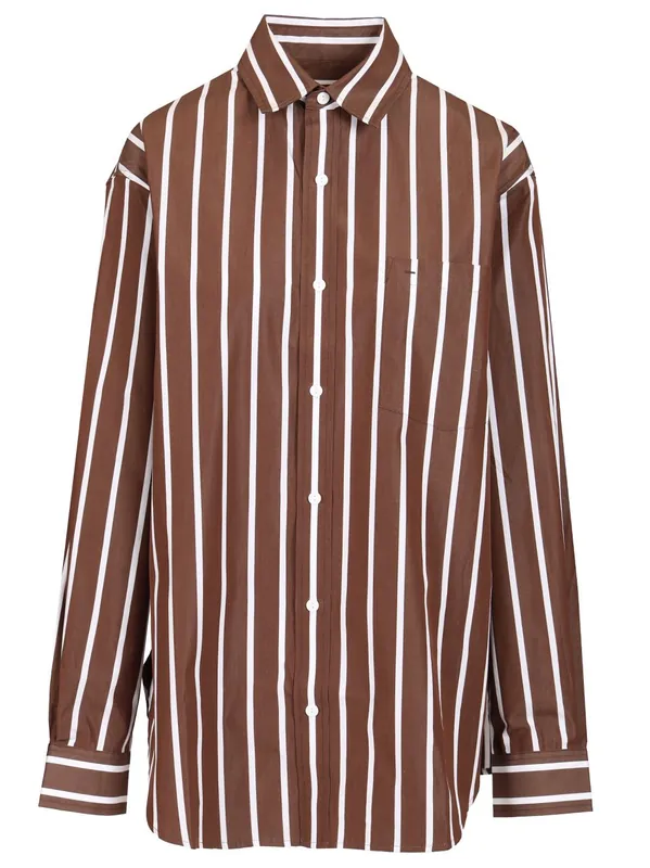Classic Stripe Shirt Shirts Brown - Matteau