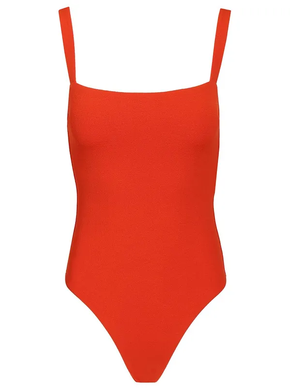 Maillot Square Neckline Costume Swimwear Red - Matteau