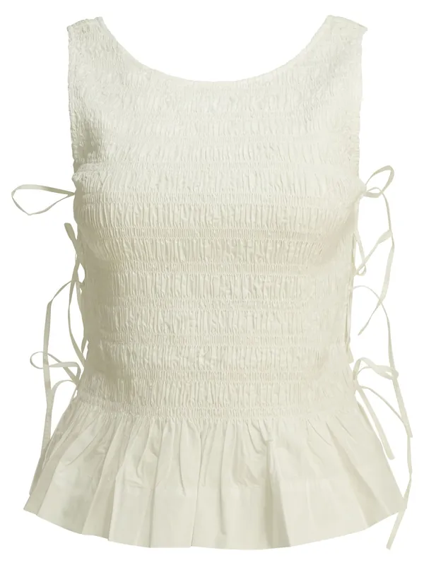 Casual Pleated Top Tops White - Ganni