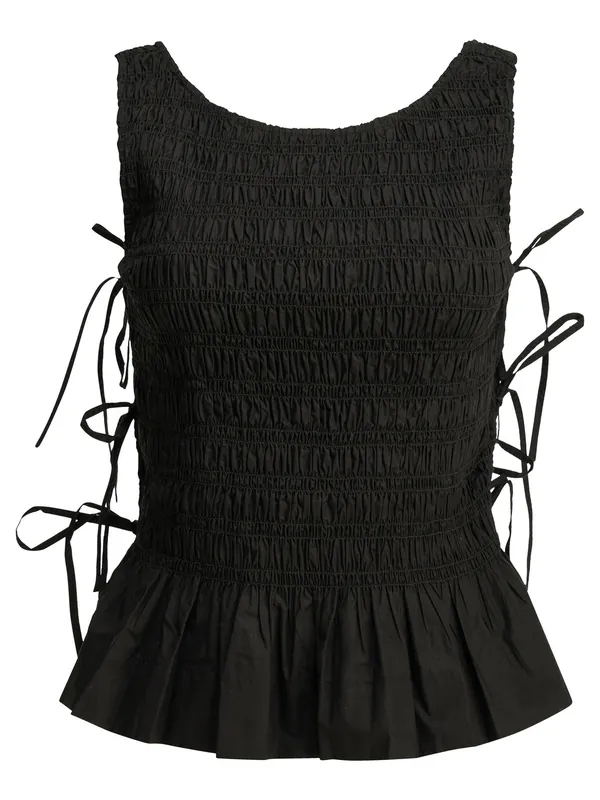 Casual Pleated Top Tops Black - Ganni
