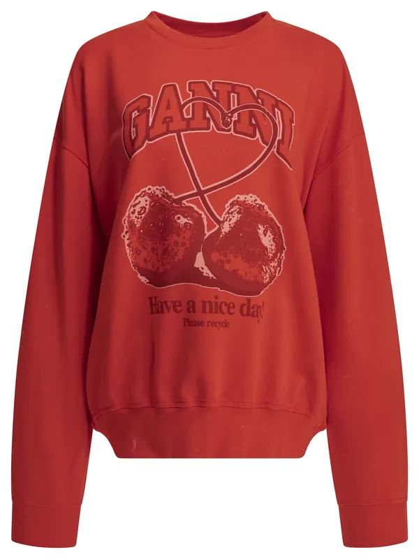 Cherries Sweatshirts Red - Ganni