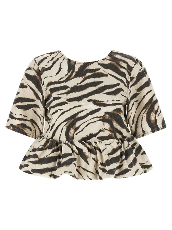 Zebra Denim Tops Multicolor - Ganni