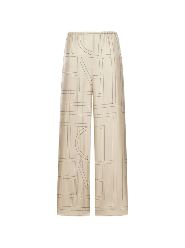 Monogram Silk Pajama Trousers - Toteme
