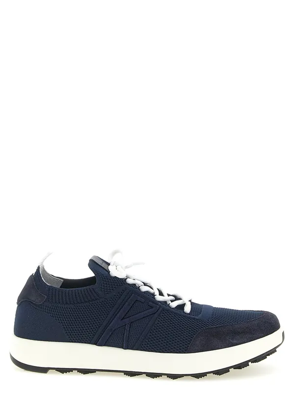 Technical Cotton Sneakers Blue - Kiton
