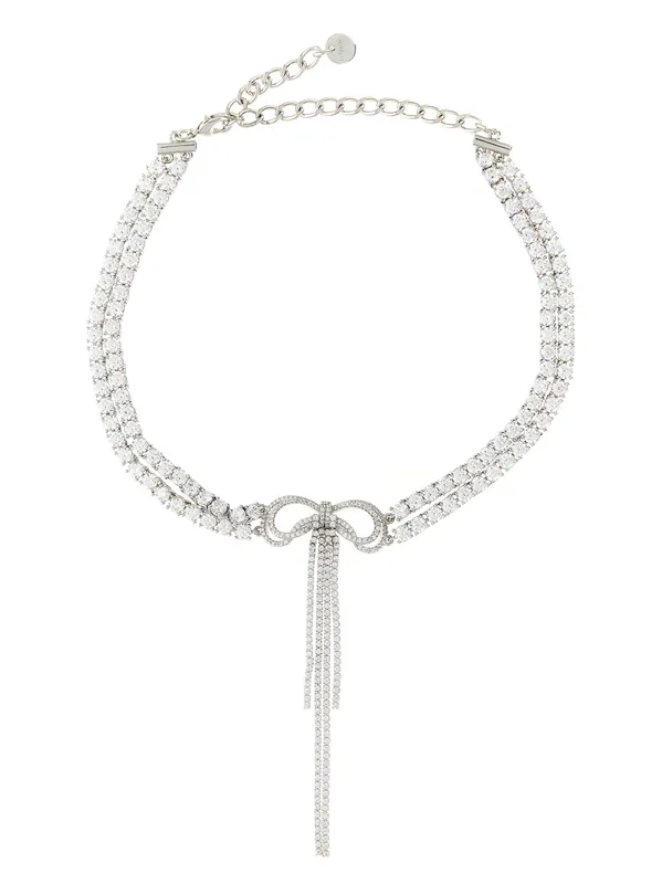 Double Crystal Bow Jewelry Silver - Self-Portrait