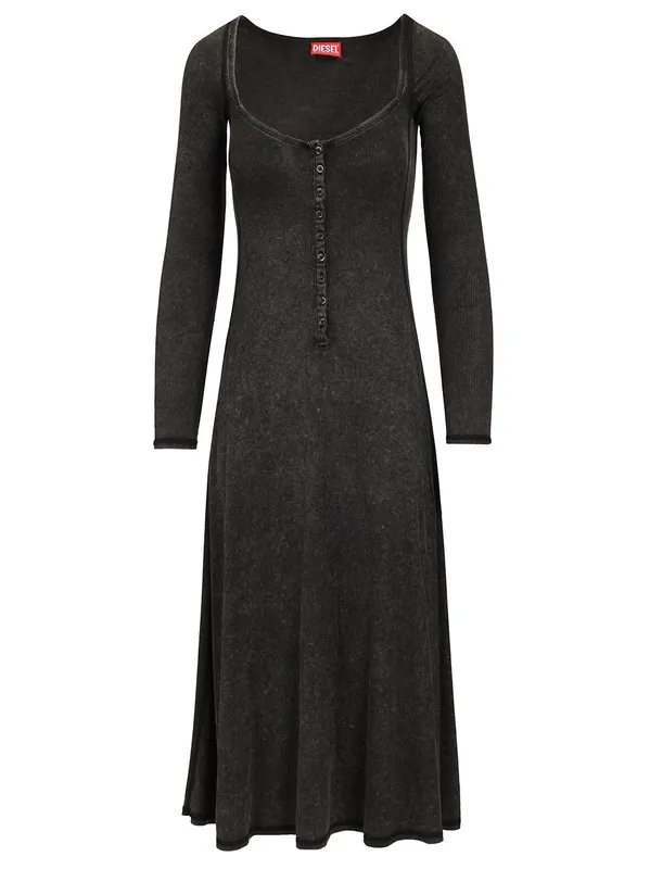 Shaded Ribbed Jersey Midi Dress Dresses Black - Diesel