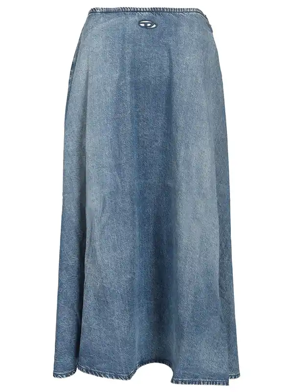 Wide Skirt In Flowing Denim Skirts Blue - Diesel