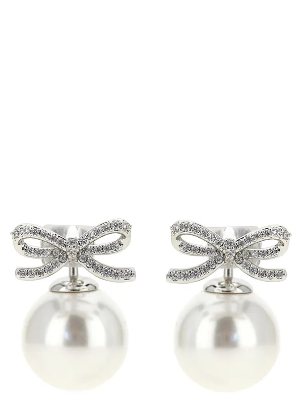 Crystal Bow Pearl Back Jewelry Silver - Self-Portrait