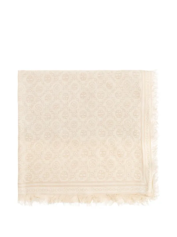 Monogram Wool And Silk Scarf - Tory Burch