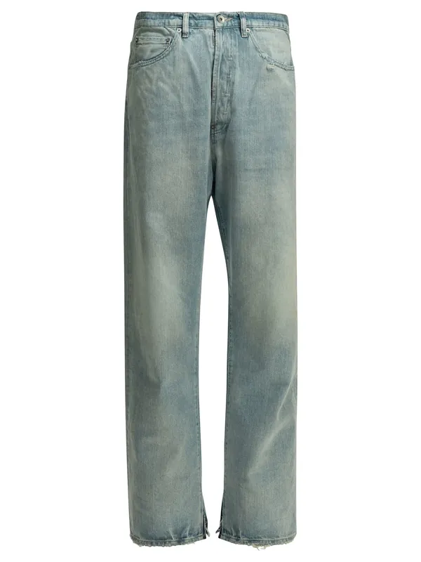 Straight-Leg With Buckle Jeans Light Blue