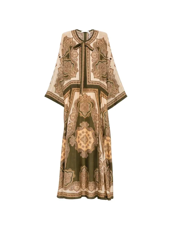 Mahon Printed Silk Dress - Zimmermann