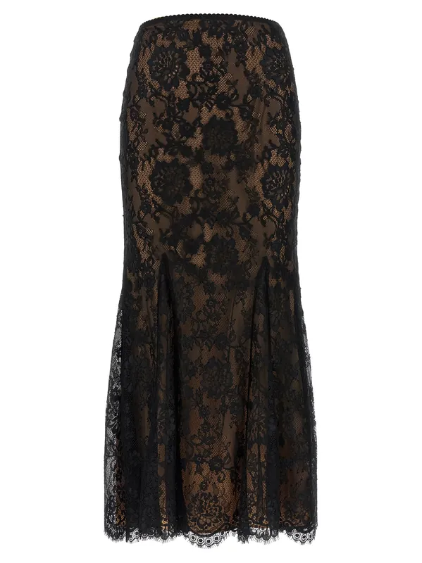 Black Lace Midi Skirts Black - Self-Portrait