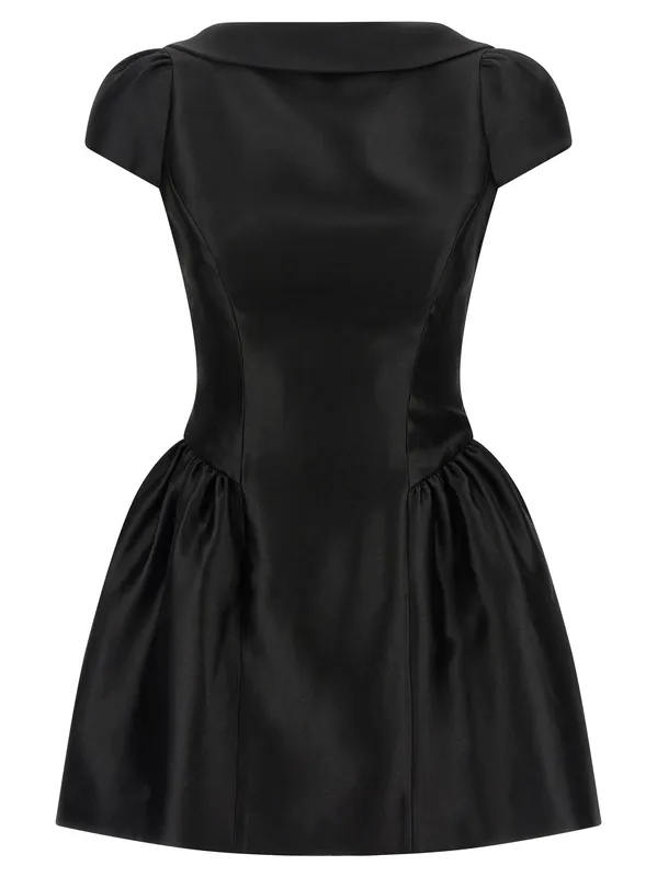 Black Taffetà Collared Mini Dresses Black - Self-Portrait