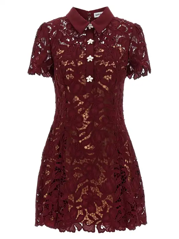 Burgundy Lace Mini Dresses Bordeaux - Self-Portrait