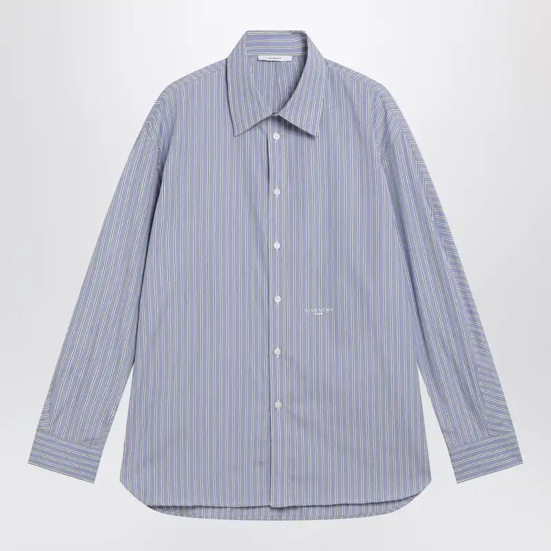 White/Blue Striped Poplin Shirt - Givenchy