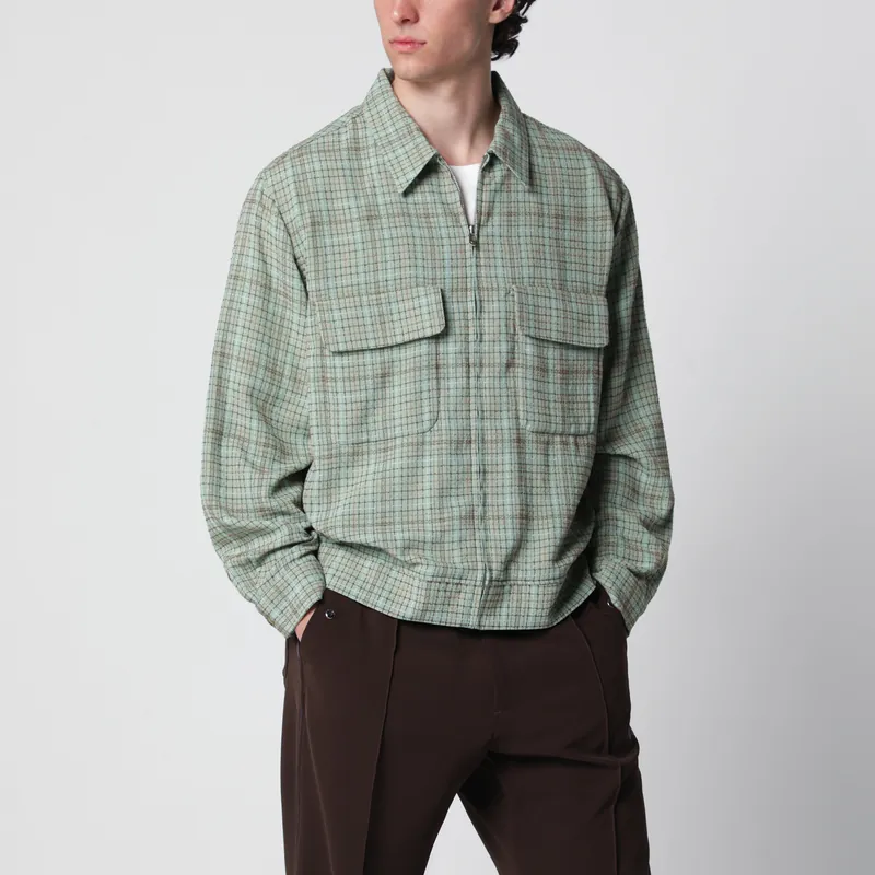 Dobby Grid Sporty Jacket In Rayon Blend, Mint - Needles