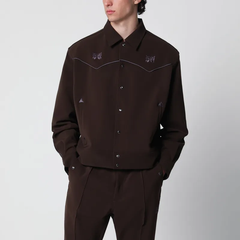 Piping Cowboy Jacket In Stretch Polyester Brown - Needles