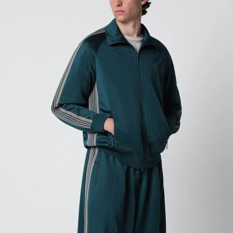 Jacquard Polyester Track Jacket With Zip In Green - Needles