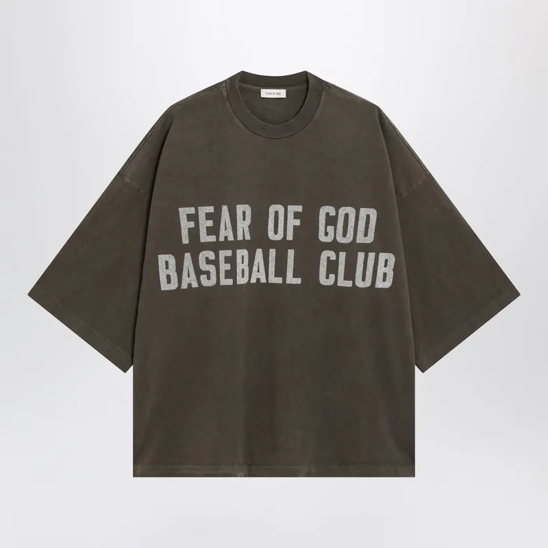 Baseball Club Heavy Cotton Jersey T-Shirt In Faded Brown