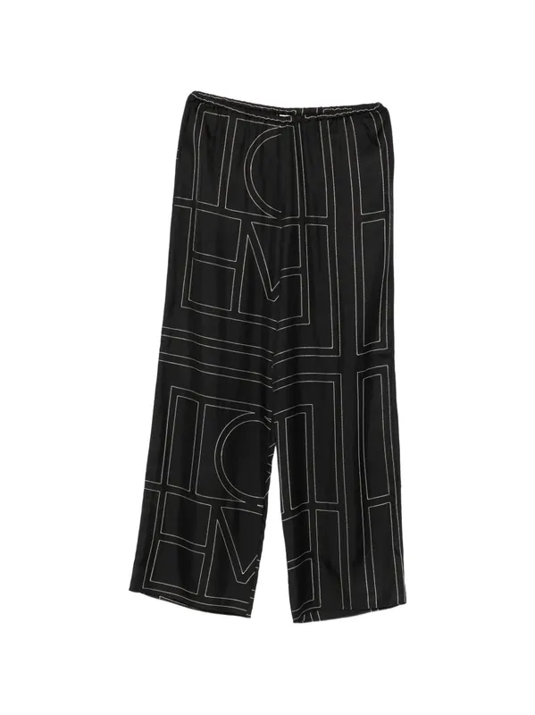 Monogram Silk Pajama Trousers - Toteme
