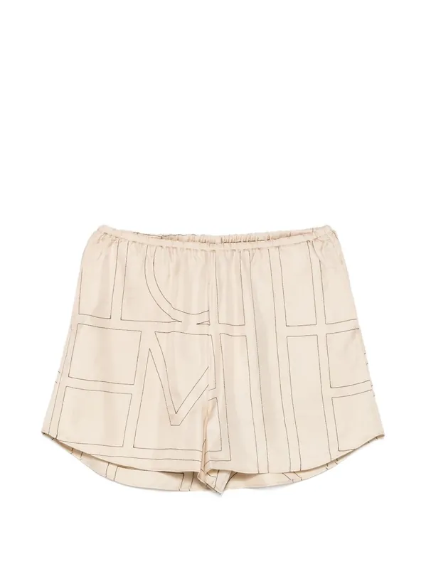 Monogram Silk Pajama Shorts - Toteme