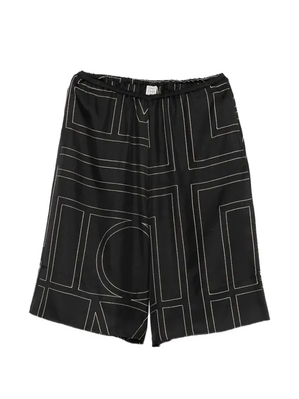 Monogram Silk Pajama Shorts - Toteme