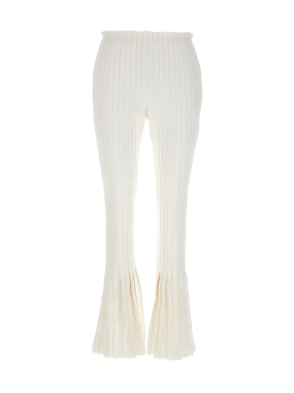 Ribbed Pleated Pants White - Sacai