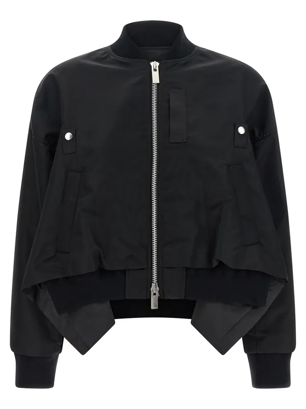 Asymmetrical Blouson Bottom Puffer Jackets Black - Sacai