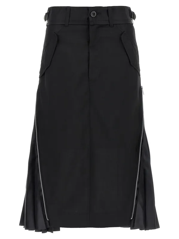 Cargo Mix Skirts Black - Sacai