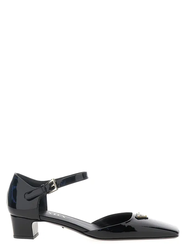 Logo Patent Pumps Black - Prada