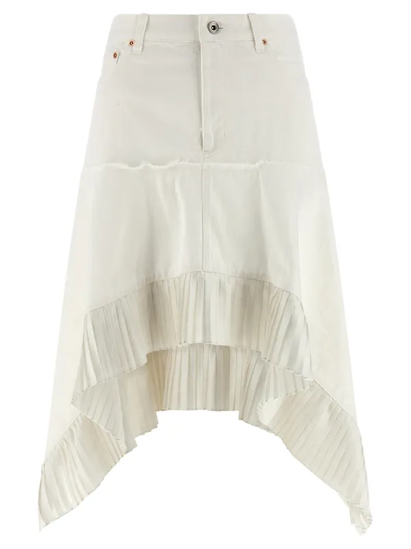 Satin Denim Skirt Skirts White - Sacai