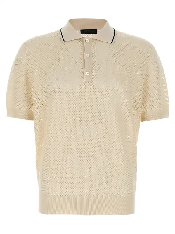 Openwork Shirt Polo White - Prada