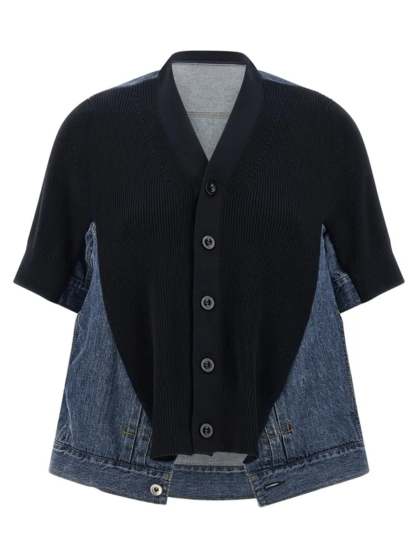 Denim X Knit Sweaters And Cardigans Blue - Sacai