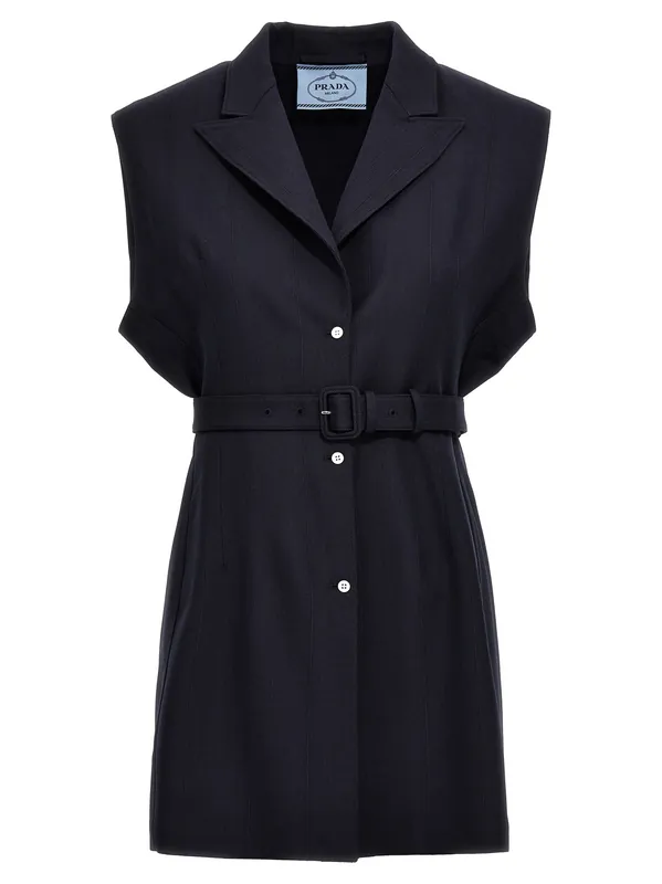 Belt Wool Vest Gilet Blue - Prada