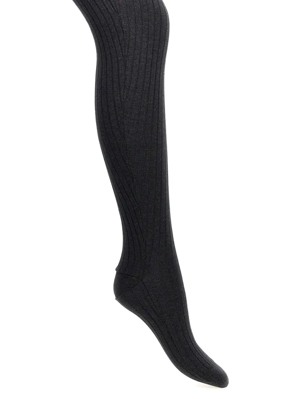 Ribbed Tights Socks Gray - Prada