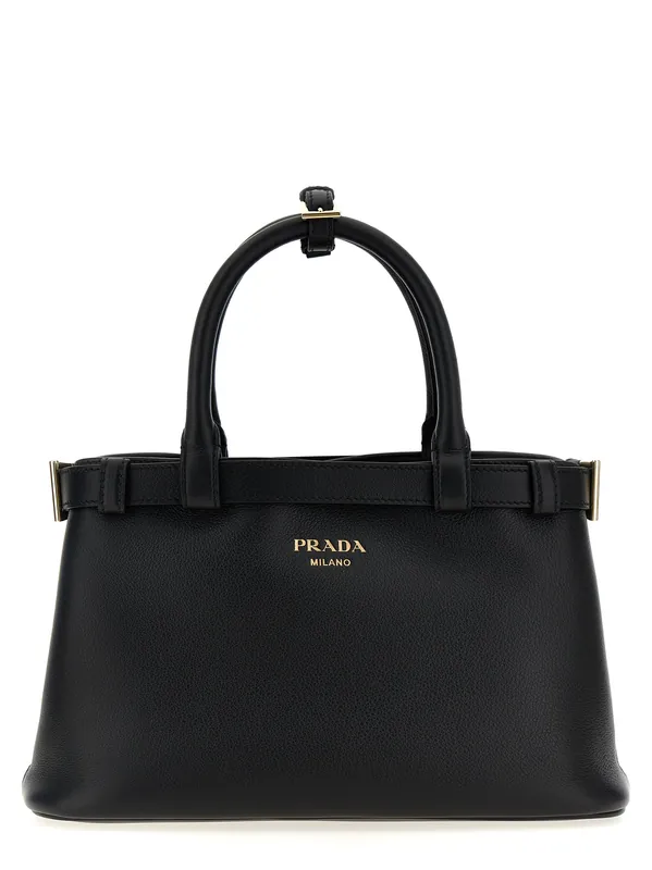 Prada Buckle Small Hand Bags Black