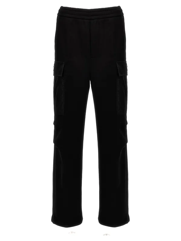 Nylon Insert Cargo Joggers Pants Black - Prada