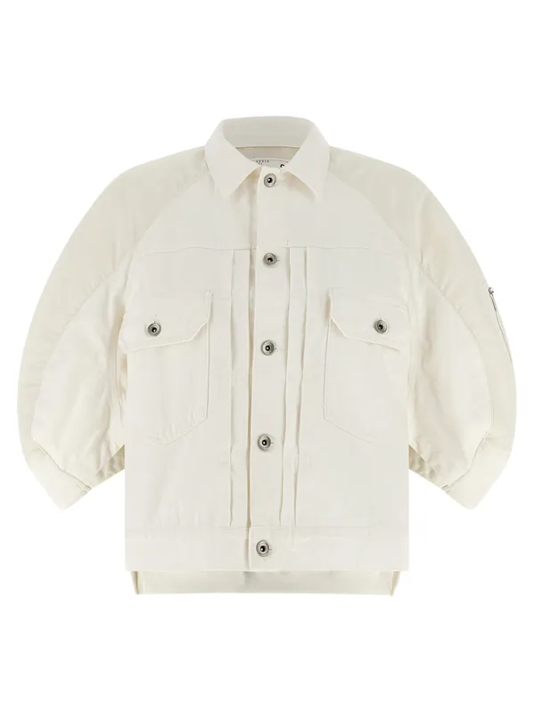 Hybrid Bomber Jacket Puffer Jackets White - Sacai
