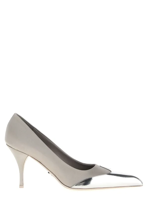 Satin Pumps Silver - Prada