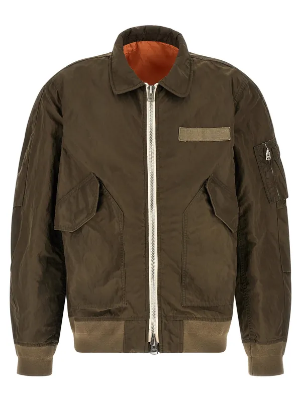 Crumpled Nylon Jacket Puffer Jackets Green - Sacai