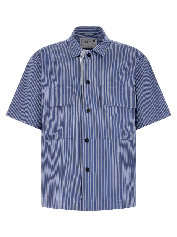 Striped Shirt Shirt And Blouse Light Blue - Sacai