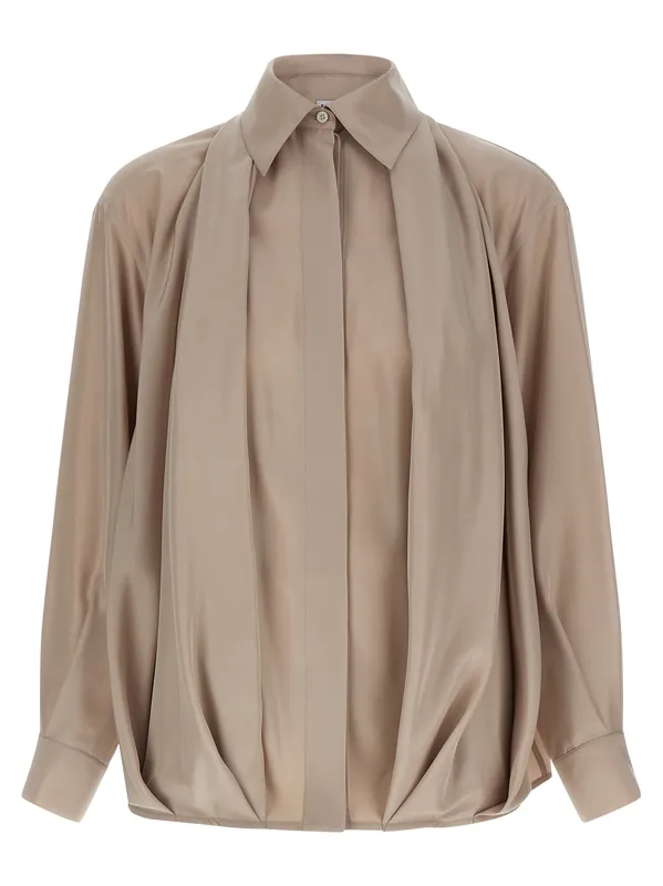 Silk Draped Shirt Shirt And Blouse Pink - Loewe