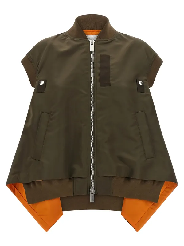 Asymmetrical Hem Vest Gilet Green - Sacai