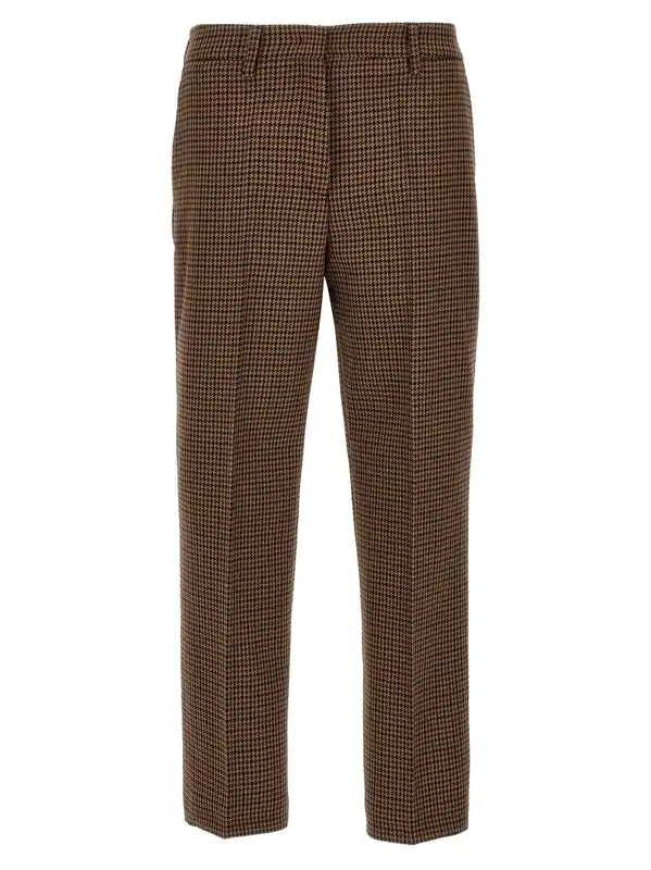 Houndstooth Pants Brown - Prada