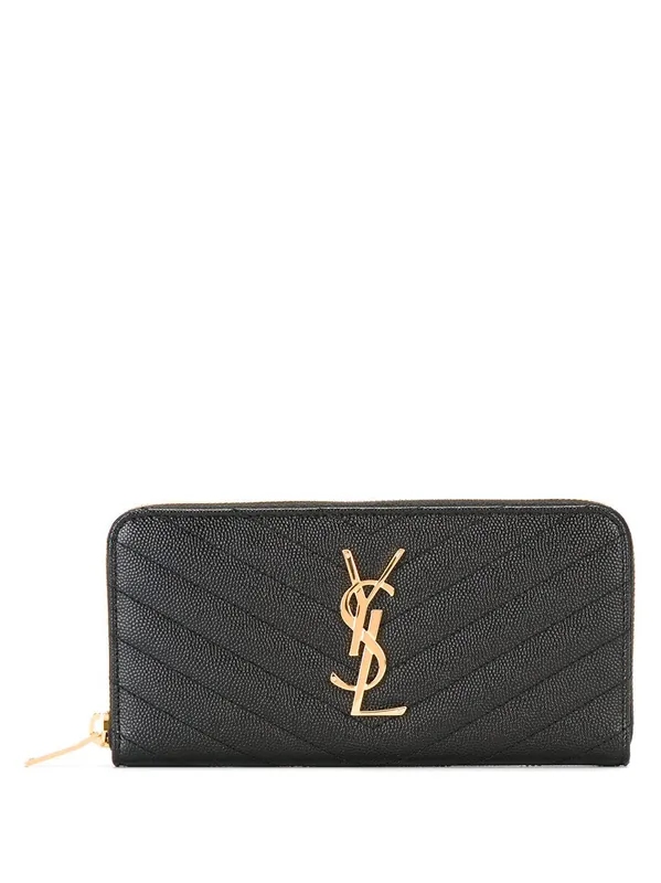 Cassandre MatelassÉ Zip Around Wallet In Grain De Poudre Leather - Saint Laurent