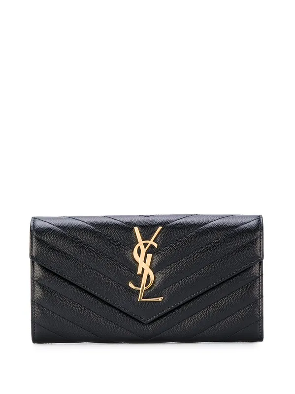 Cassandre MatelassÉ Large Flap Wallet In Grain De Poudre Leather - Saint Laurent