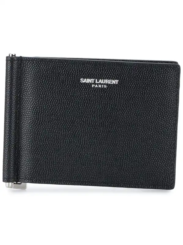 Saint Laurent Paris Bill Clip Wallet In Grain De Poudre Leather