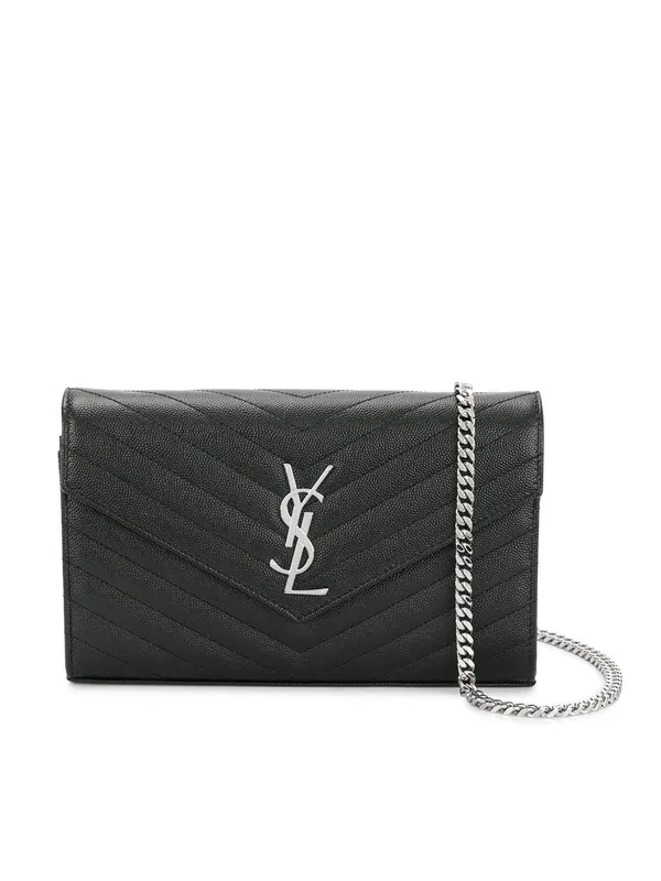 Classic Cassandre Chain Wallet In Grain De Poudre Leather - Saint Laurent