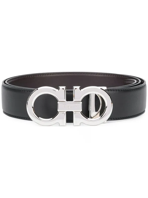 Polished Finish Gancini Reversible Belt - Ferragamo