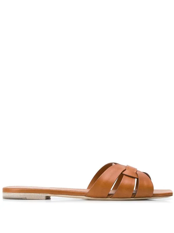 Tribute Mules In Smooth Leather - Saint Laurent